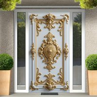 2D house number, 1 vintage gold and white wooden door curtain - elegant floral design, party background