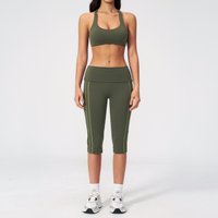 Yoga Suit 2pcs Women Sports Suit High Waist Capri Pants Athletic Wear Fitness Tracksuit Workout Outfits Sportswear Fitness Set