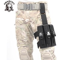 Tactical Hunting Airsoft Quick Release MP5 Magazine pouch Drop Leg Triple Mag Pouch Holder MOLLE Mag Pouch Cartridge Clip Pouch