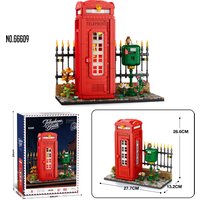 1707PCS British Telephone Booth Building Blocks Set with Lights, Model Assembly, Desktop Ornament, DIY Toy, Birthday Gift