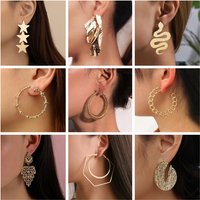 New European Exaggerated Dangle Earrings for Women Metal Geometric Statement Long Hanging Earrings Punk Personality Drop Earring