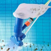 Portable Vacuum Jet Underwater Cleaner Blue Crescent Shaped Professional Cleaning Tool with Brush Bag for Swimming Pools Pond