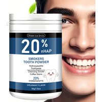 Smokers Tooth Powder (20% nHAP): Spearmint Flavor, Cleans Smoke/Coffee Stains, Protects Gums & Freshens Breath