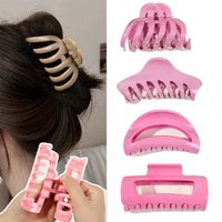 4PCS Multi Style Pink Soft Silicone Hair Claw Clip,Super-safe Head Protection,Flexible Banana Clip for Women Hair Accessories