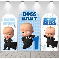 Happy Boss Baby Arch Backdrop Cover Birthday Party Decoration Boy or Girl Birthday Party Newborn Baby Background Custom Arched