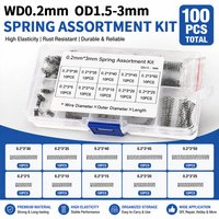 10 Sizes/100 Pieces WD:0.2mm OD:1.5-3mm Spiral Compression Spring 65Mn/304SUS Precision Return Small Spring Set