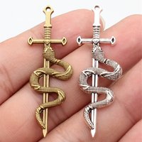 WYSIWYG 10pcs 54x17mm 2 Colors Acgn Cosplay Sword, Gun, Sword And Halberd Charms Snake-Shaped Sword Charms Pendant