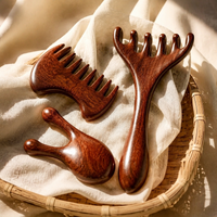 Natural Sandalwood Massage Comb Set Anti-Static Scalp Meridian Massager Acupoint Guasha Tool for Head Neck Relaxation Hair Care