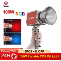 Tolifo Compact Handheld LED Video Light RGB Color COB Photography Fill Light 100W 2700k-6500K Studio Lamp With Built-in Battery