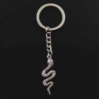 New Fashion Keychain 42x14mm Cobra Snake Pendants DIY Men Silver Color Car Key Chain Ring Holder Souvenir For Gift