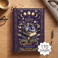 A5 Book Journal Reading Log with Vintage Moon Phase Mythical Dragon Cover, with 170 Pages, Perfect Gift for Reading Lovers