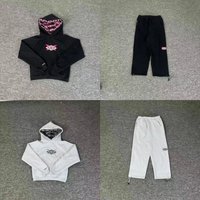 Unisex Cotton Hoodie Pants Set Street Style Logo Print Versatile Pure Cotton Long Sleeve Winter Outfit for Young Men And Women