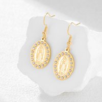 Virgin Mary Guadalupe Earrings CZ Inlaid Stainless Steel Ear Hooks Religious Catholic Jewelry for Women Faith Protection