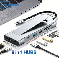 KEBIDUMEI 8-w-1 M.2 SATA NVME SSD HUB USB C Stacja Dokująca SSD Typu C do 4K60Hz USB3.2 Rozdzielacz Portów SD/TF Czytnik Kart do Laptopa