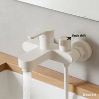 Cream White 3-in-1 Tub Faucet Shower Mixer Cold/Hot Water High Pressure Easy Install Leak-Proof Durable