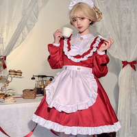Bristish Anime Maid Cosplay Costumes Women Halloween Apron Maid Role Play Party Dress Japanese Gothic Lolita Princess Outfits