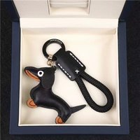 Custom Name Number Mini Sausage Dog Leather Hanging Rope Keychain Laser Personalized Trend Car Key Ring Cute Bag Keyring Gift