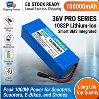 Hochleistungsfähiger 36V 100Ah 10S2P 18650 Lithium-Akku, integriertes BMS, 500W Ersatzakku für Elektroroller, E-Scooter-Ersatzteile, Power-Akku