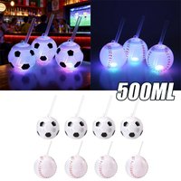 Football Volleyball Pattern Plastic Cups with Straws Disposable Drinkware for Kids Adults Perfect for Juice Milk Tea Birthday