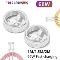 60W Fast Charging Type C To Type C Cable for Iphone 15 16 17 Pd 6 Wire for Huawei Xiaomi Samsung Weaving Data Cable Line 1M 1.5M