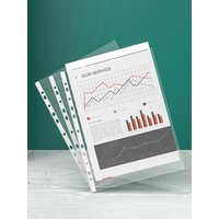50pcs HD Transparent A4 Binder Sleeves 11-holes Sheet Protector A4 Plastic Sleeves Glossy Clear File Bag 8C/10C Thickness