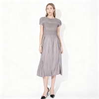 Miyake Pleated Heavy Embroidered Dress for Women 2026 Summer New Style French Drape Temperament Niche Mid-length Pleated Skirt