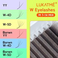 LUKATME 4D 5D YY Eyelash Extensions 7-14mm M Curl Foxy Eyelash Faux Mink Black/Brown YY 4D 5D False Lashes for Foxy Eyes