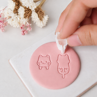 2PCS Cute Cat Soft Pottery Polymer Clay Molds Cat Shape Ceramic Cutter DIY Earrings Jewelry Pendant Cutting Pottery Tools