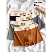4Pcs High-Quality Cotton Men's Boxer Briefs Soft Healthy Casual Fashionable Sport Boxers Trendy Men's Shorts Underwear