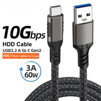 USB3.2 10Gbps Cable USB A to C Transmission Data Cable 3A 60W QC3.0 Fast Charging for Samsung NVME SSD Hard Disk Android Braided