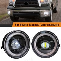 Feu antibrouillard LED yeux d'ange, pour Toyota Tacoma Tundra Sequoia 2005 2006 2007 2008 2009 2010 2011 2012 2013 2014 2015, lentille transparente DRL
