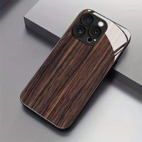 Black brown textured pattern glass phone case suitable for iPhone 17 16 15 14 13 12 11 Pro/Max/Plus anti drop and shockproof