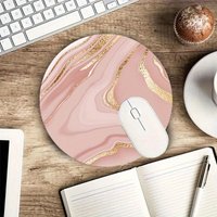 Pink Mouse Pad Rose Golden Marble Round Mousepad Non-slip Desk Mat Computers Laptops Gaming Setup Aesthetic Desk Accessory