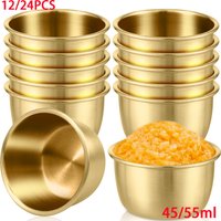 12/24Pcs Stainless Steel Small Sauce Cup Seasoning Spice Dishes Round Dipping Bowl 45/55ml Tableware Kitchen Supplies Korean