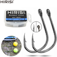 Hirisi 50pcs High Carbon Steel Carp Fishing Hooks Barbed Coated Eye Design Fishing accessories 8001