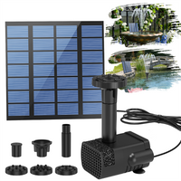 Outdoor 1.8W Split Solar Fountain Pump, Solar Bird Bath Water Pump with 6 Nozzles DIY Water Features for Garden Pond Pool Etc