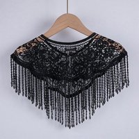 39BD Cloud Shoulder Shawl Handmade Beaded Tassels Trim Traditional Wedding Attires Dance Costume Accessory