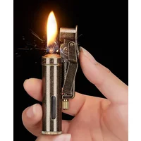 Pure Copper Vintage Cotton Oil Lighter, Grinding Wheel Ignition, One-key Ignition Belt Opening Lid, Personalized Gift for Men