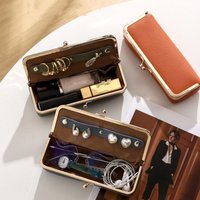 Multifunctional PU Leather Jewelry Storage Bag Anti-lost Design Large Capacity Women's Cosmetic Bag Fashion Elegant