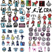 16-25pcs Football Superstar Shoe Buckle Accessories PVC Sandal Shoes Charms Clogs Pins Decor Kids Man Party Gift