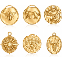 3Pcs Stainless Steel Gold Plated Ox/Horse Head Charm Fadeless Round Animal Pendant DIY Necklace Earring Jewelry Making Wholesale