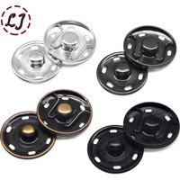 20Sets Black Silver Round Invisible Brass Metal Snap Fasteners Press Button For Shirt Suit Jacket Clasp Garment Accessories DIY