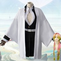 Animes Kanroji Mitsuri Cosplay Costume Kimono Coat Top Skirts Stockings Wig Halloween Carnival Party Outfits for Women Girls