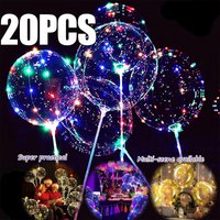 LED light Up Balloons Luminous Bubble Balloon with Light String and Sticks for Wedding Party Decor