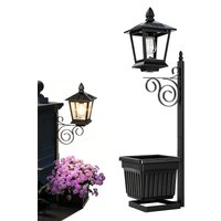 Planter with Solar Light Post 2-in-1 Flower Pot with Solar Lantern Flower Pot Lights for Garden Patio Porch Backyard Lawn Deck