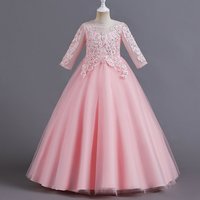 Neues schmales, kurzärmeliges Partykleid für Mädchen von 3-12 Jahren, flauschiges weißes Hochzeitskleid, süßes Prinzessinnenkleid