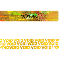 Holographic Warranty Void Labels , Tamper Proof Evident Sticker, GENUINE AUTHENTIC Security Seal, 5x 1m with Serial Number,Gold