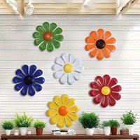 6pcs Modern Minimalist Iron Sunflower Wall Hanging Metal Art Craft Outdoor Wall Decor Home Garden Decoration