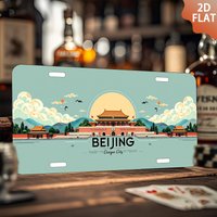Beijing Tiananmen Square Vintage License Plate Style Aluminum Metal Sign Retro Chinese Travel Souvenir Wall Art Decor for Home B