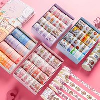 20 Rolls Boxed Kawaii Washi Tape Set, Cute Cartoon DIY Masking Tape, Grid Sticky Note Paper for Scrapbooking & Journaling